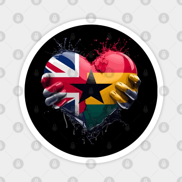 Ghana UK Flag Heart Magnet by Graceful Designs